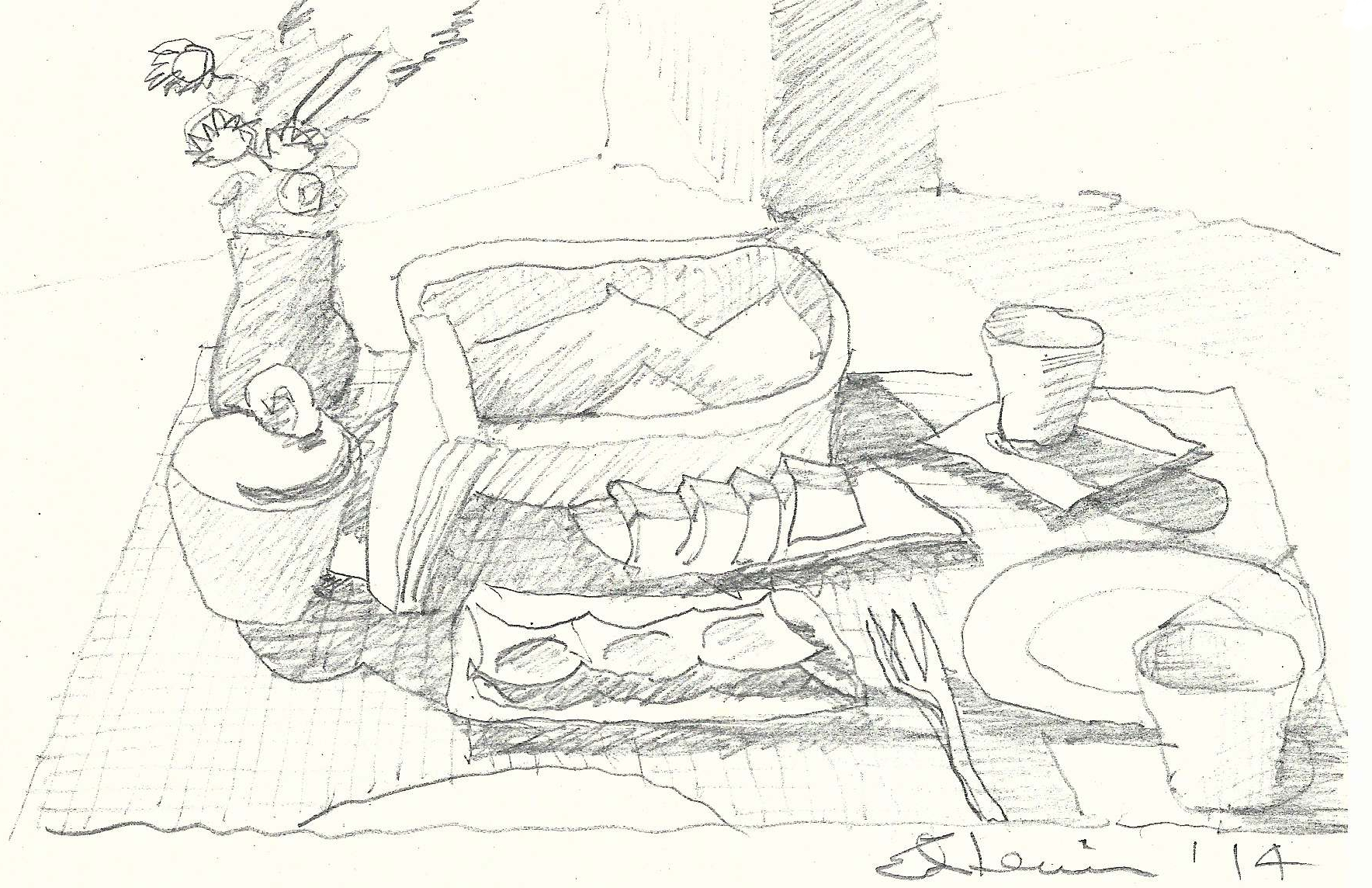 Dessin de la table du petit-déjeuner