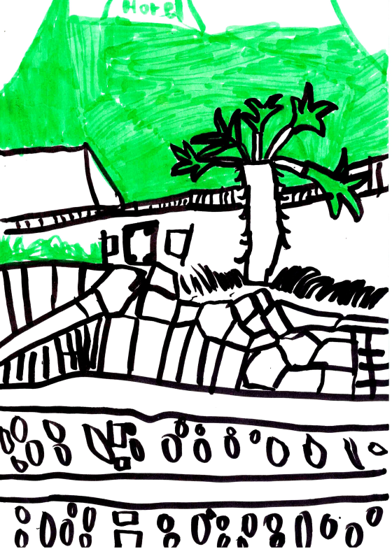 Dessin de la cour devant la cascina